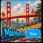 Golden Gate Bridge sketch with MakMunch graffiti painted on wall